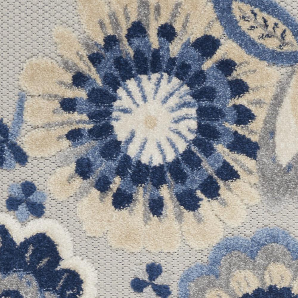 2' X 6' Blue And Grey Floral Non Skid Indoor Outdoor Runner Rug. Picture 3