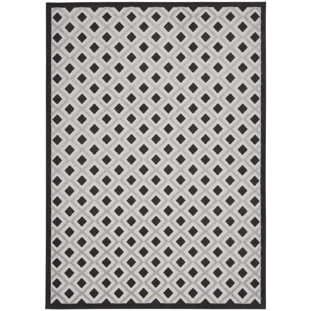 12' X 15' Black And White Gingham Non Skid Indoor Outdoor Area Rug. Picture 1