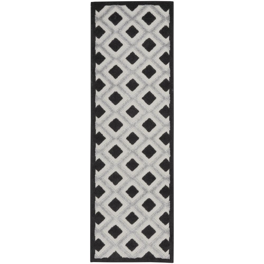 2' X 6' Black And White Gingham Non Skid Indoor Outdoor Runner Rug. Picture 1