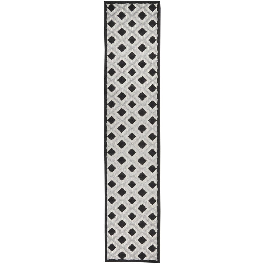 2' X 10' Black And White Gingham Non Skid Indoor Outdoor Runner Rug. Picture 1