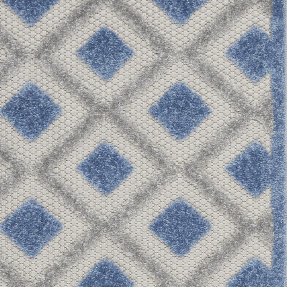 2' X 6' Blue And Grey Gingham Non Skid Indoor Outdoor Runner Rug. Picture 3
