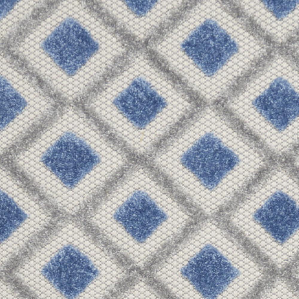 2' X 10' Blue And Grey Gingham Non Skid Indoor Outdoor Runner Rug. Picture 3