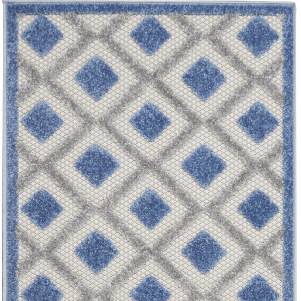 2' X 10' Blue And Grey Gingham Non Skid Indoor Outdoor Runner Rug. Picture 4