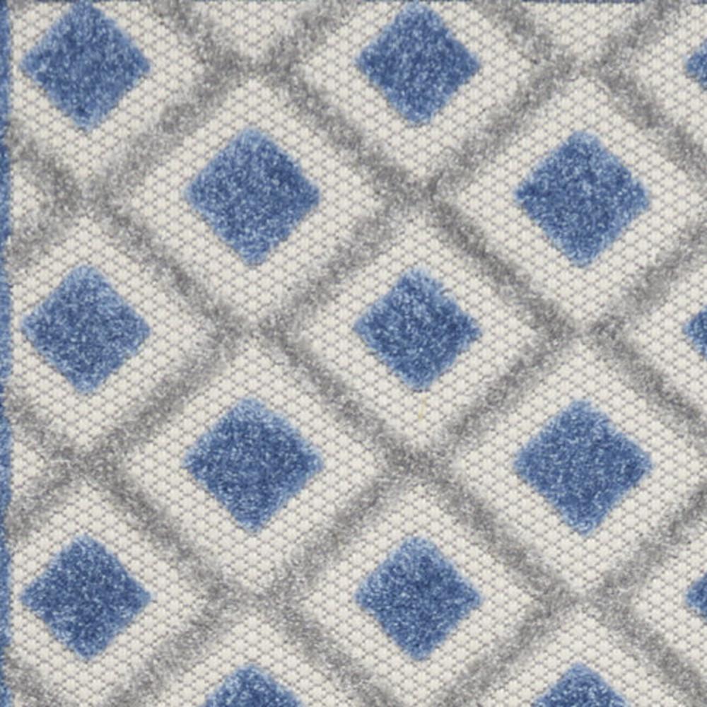 2' X 12' Blue And Grey Gingham Non Skid Indoor Outdoor Runner Rug. Picture 3