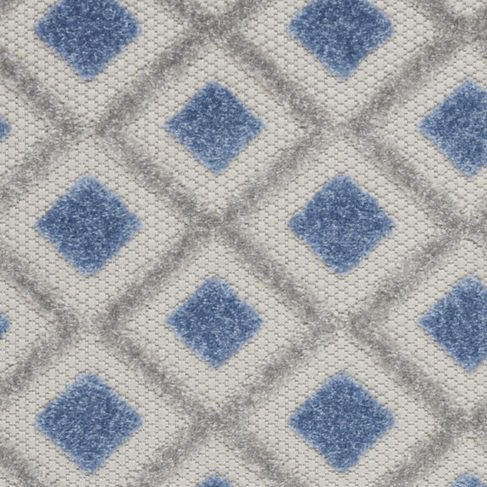 2' X 8' Blue And Grey Gingham Non Skid Indoor Outdoor Runner Rug. Picture 3