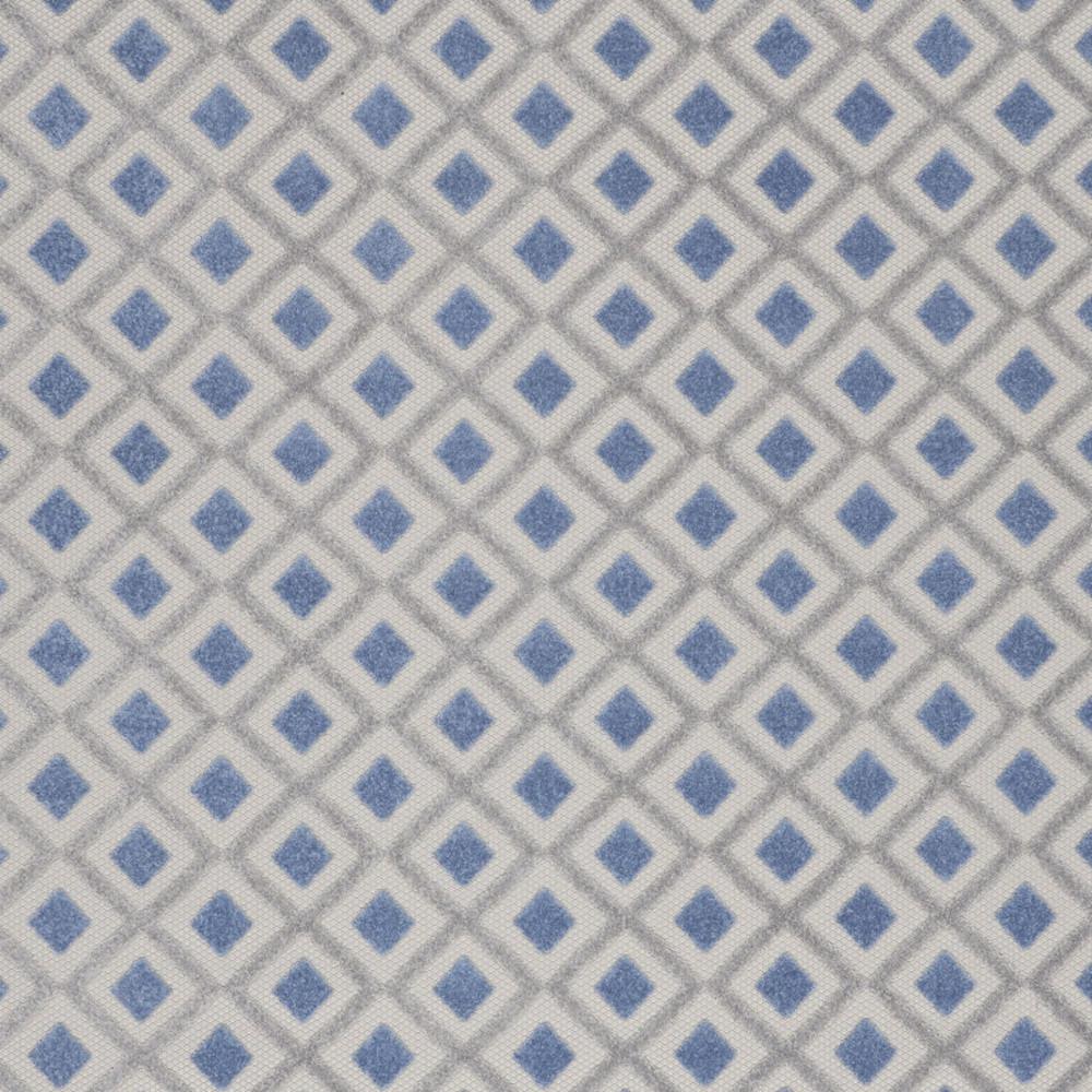 9' X 12' Blue And Grey Gingham Non Skid Indoor Outdoor Area Rug. Picture 3