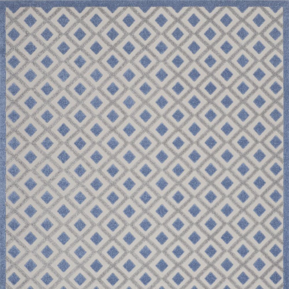 9' X 12' Blue And Grey Gingham Non Skid Indoor Outdoor Area Rug. Picture 4