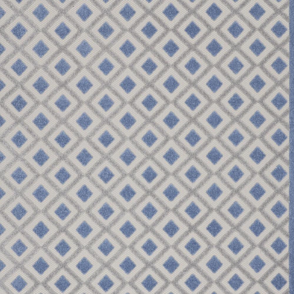 10' X 13' Blue And Grey Gingham Non Skid Indoor Outdoor Area Rug. Picture 3