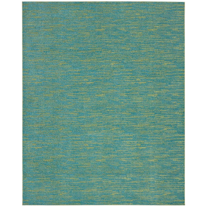 10' X 14' Blue And Green Striped Non Skid Indoor Outdoor Area Rug. Picture 1