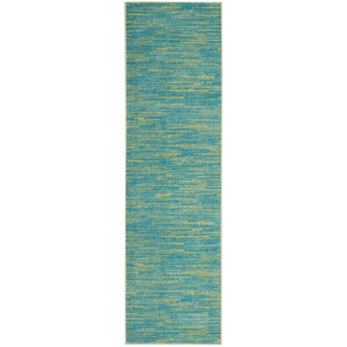 2' X 6' Blue And Green Abstract Non Skid Indoor Outdoor Runner Rug. Picture 1