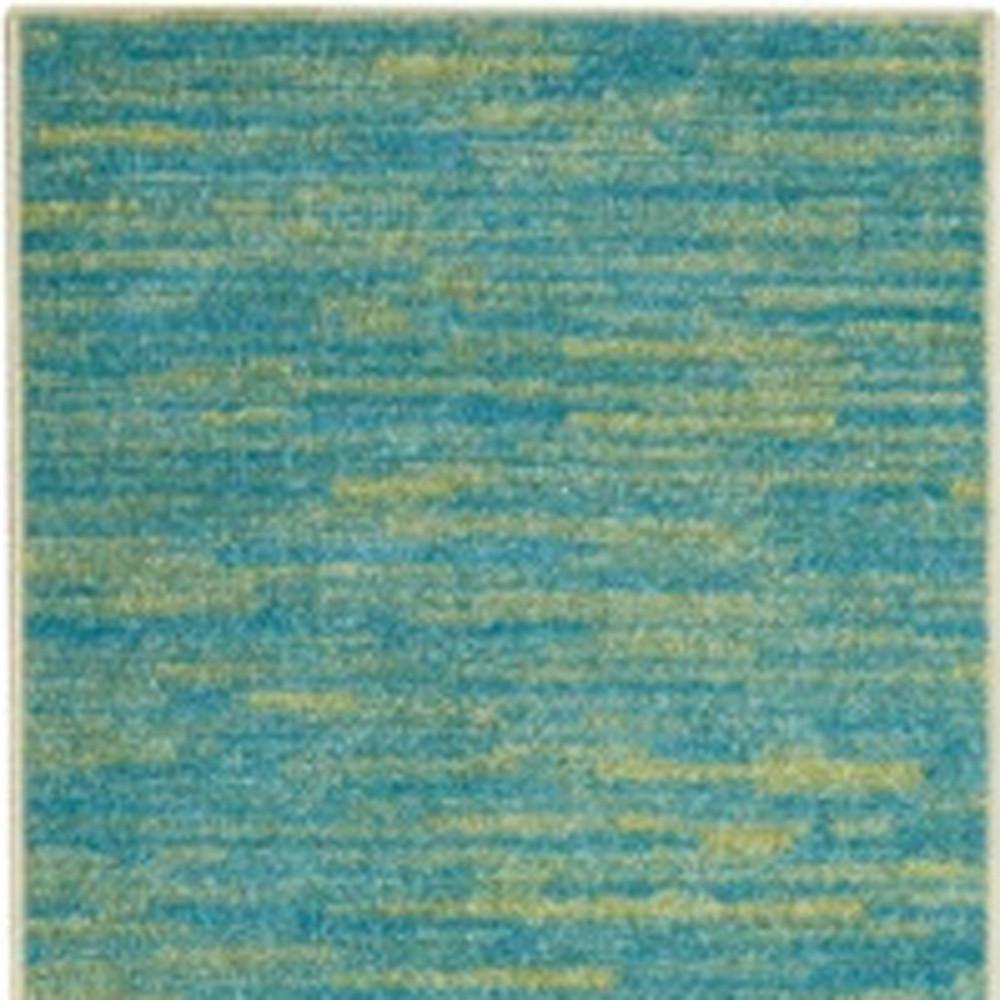 2' X 6' Blue And Green Abstract Non Skid Indoor Outdoor Runner Rug. Picture 4