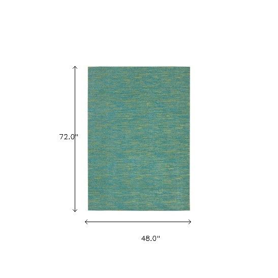 4' X 6' Blue And Green Striped Non Skid Indoor Outdoor Area Rug. Picture 6