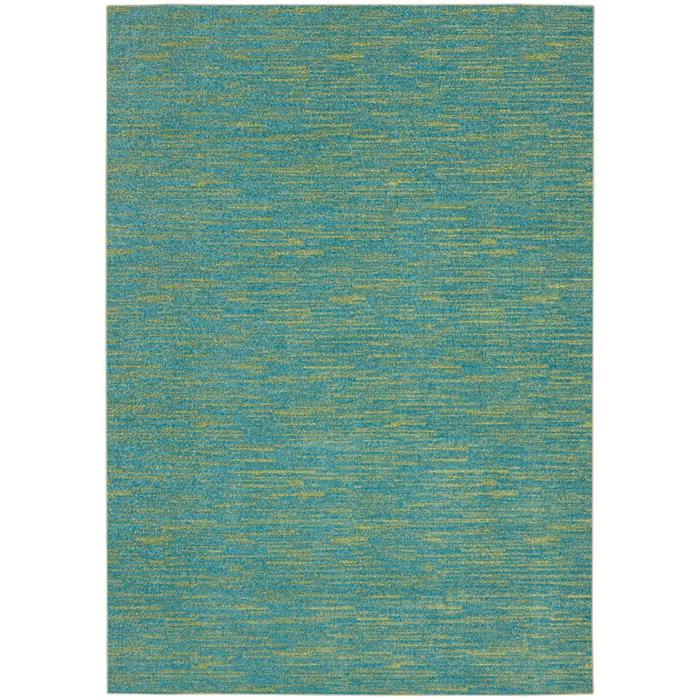 5' X 7' Blue And Green Striped Non Skid Indoor Outdoor Area Rug. Picture 1
