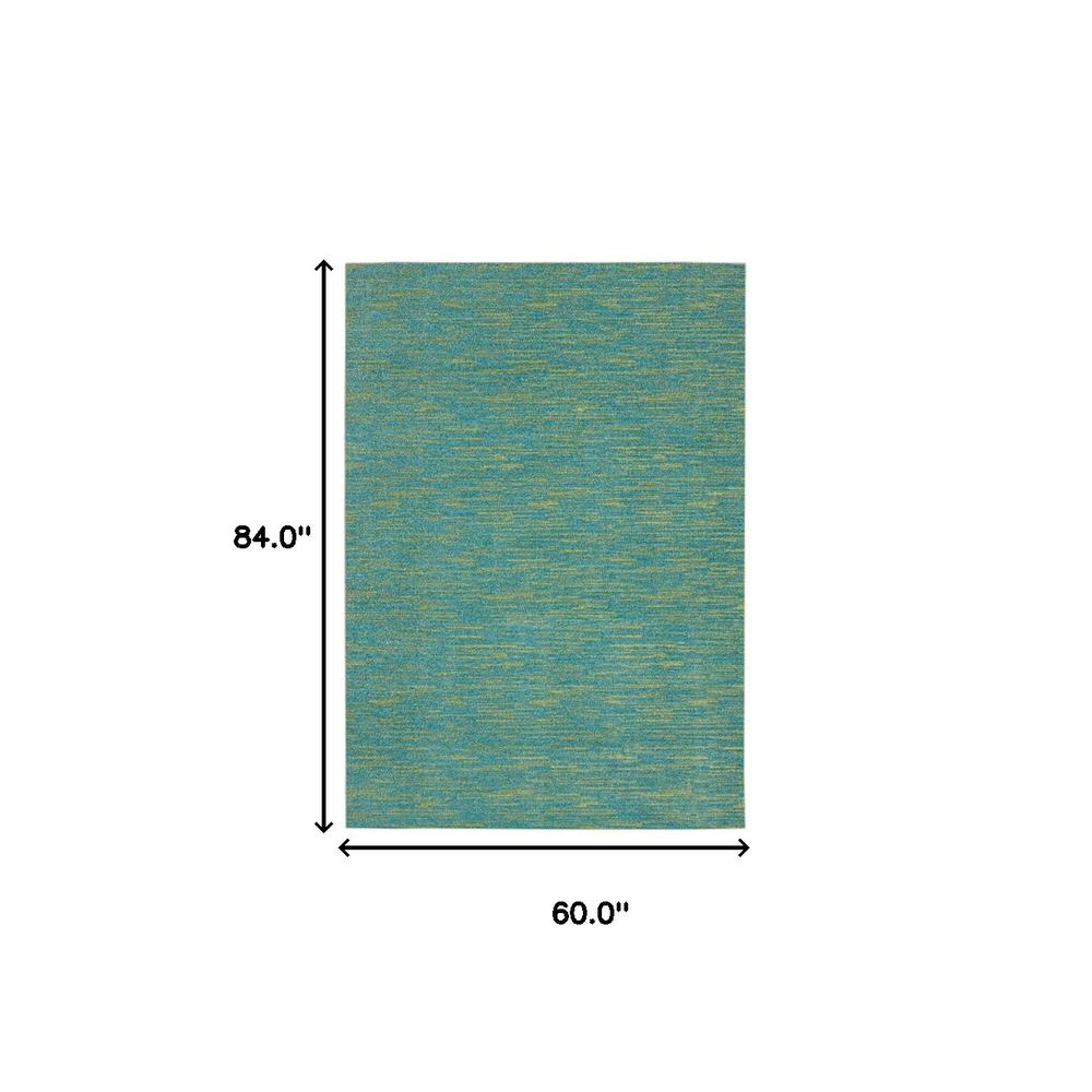 5' X 7' Blue And Green Striped Non Skid Indoor Outdoor Area Rug. Picture 6