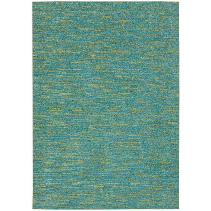 5' X 7' Blue And Green Striped Non Skid Indoor Outdoor Area Rug. Picture 3