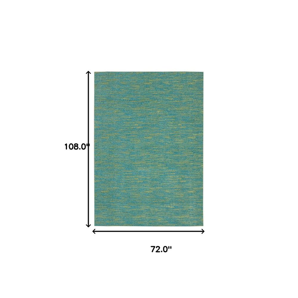 6' X 9' Blue And Green Striped Non Skid Indoor Outdoor Area Rug. Picture 6