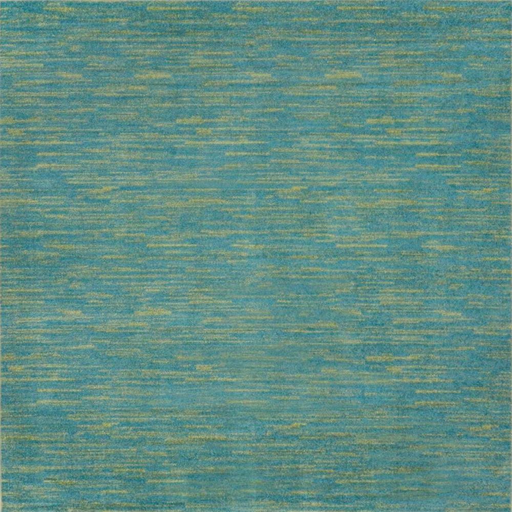 7' X 7' Blue And Green Square Striped Non Skid Indoor Outdoor Area Rug. Picture 4