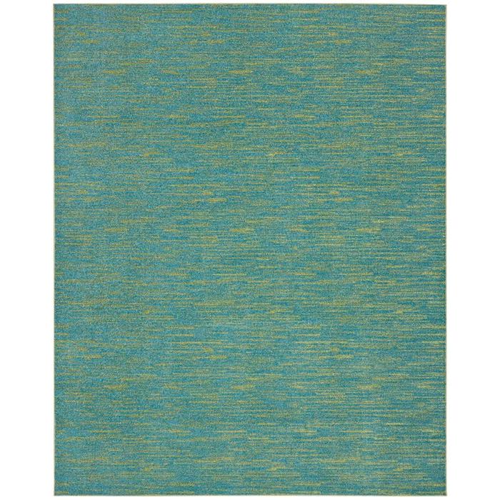 7' X 10' Blue And Green Striped Non Skid Indoor Outdoor Area Rug. Picture 1