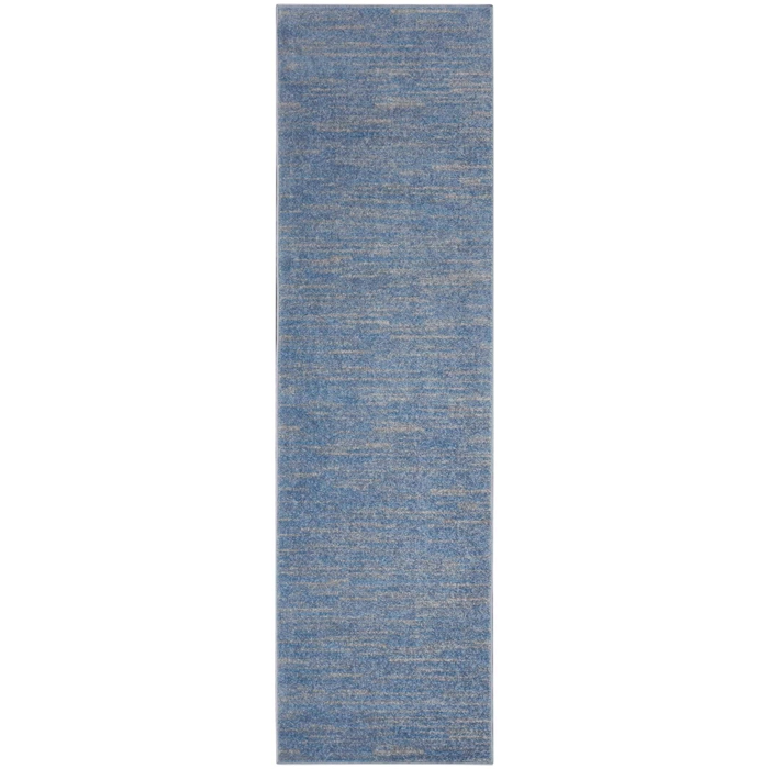 2' X 6' Blue And Grey Striped Non Skid Indoor Outdoor Runner Rug. Picture 1