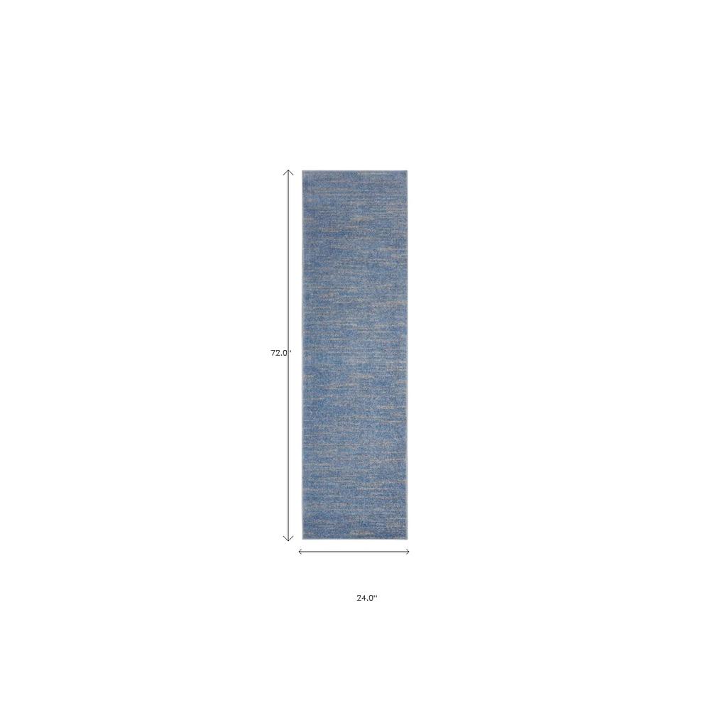 2' X 6' Blue And Grey Striped Non Skid Indoor Outdoor Runner Rug. Picture 6