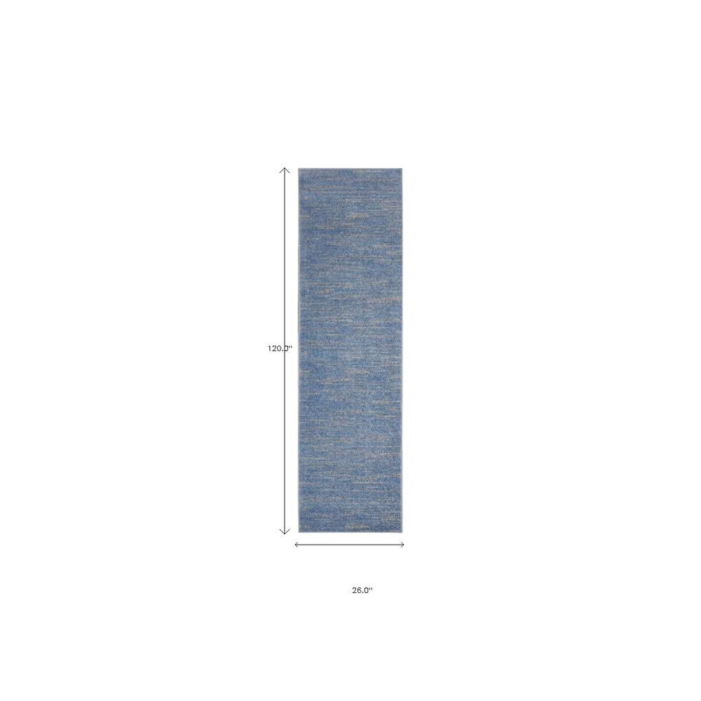 2' X 10' Blue And Grey Striped Non Skid Indoor Outdoor Runner Rug. Picture 6