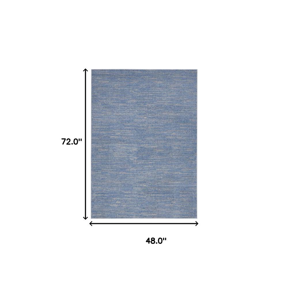 4' X 6' Blue And Grey Striped Non Skid Indoor Outdoor Area Rug. Picture 6