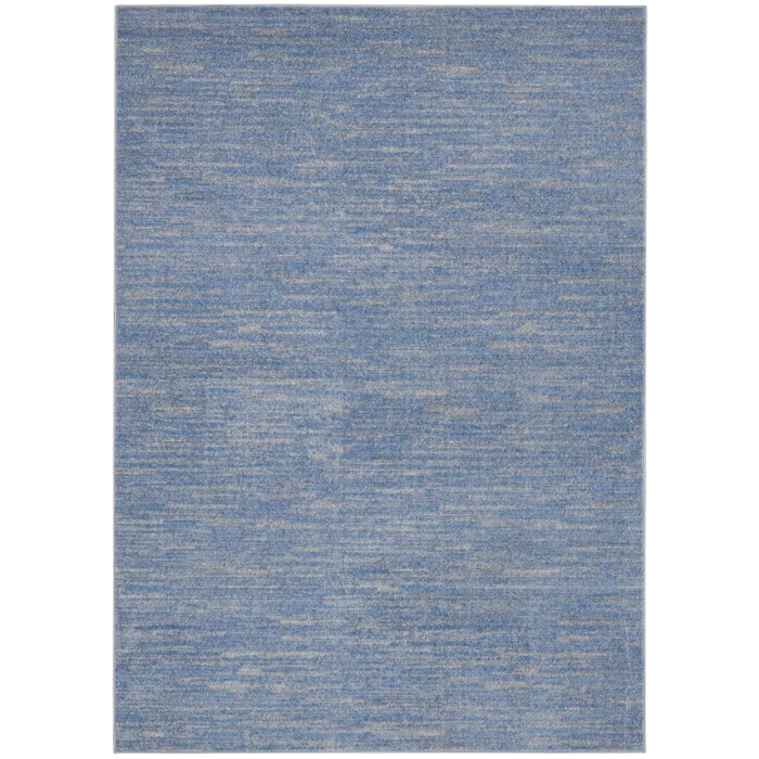 6' X 9' Blue And Grey Striped Non Skid Indoor Outdoor Area Rug. Picture 1