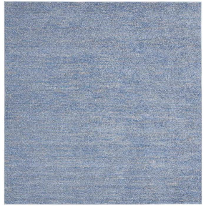 7' X 7' Blue And Grey Square Striped Non Skid Indoor Outdoor Area Rug. Picture 3