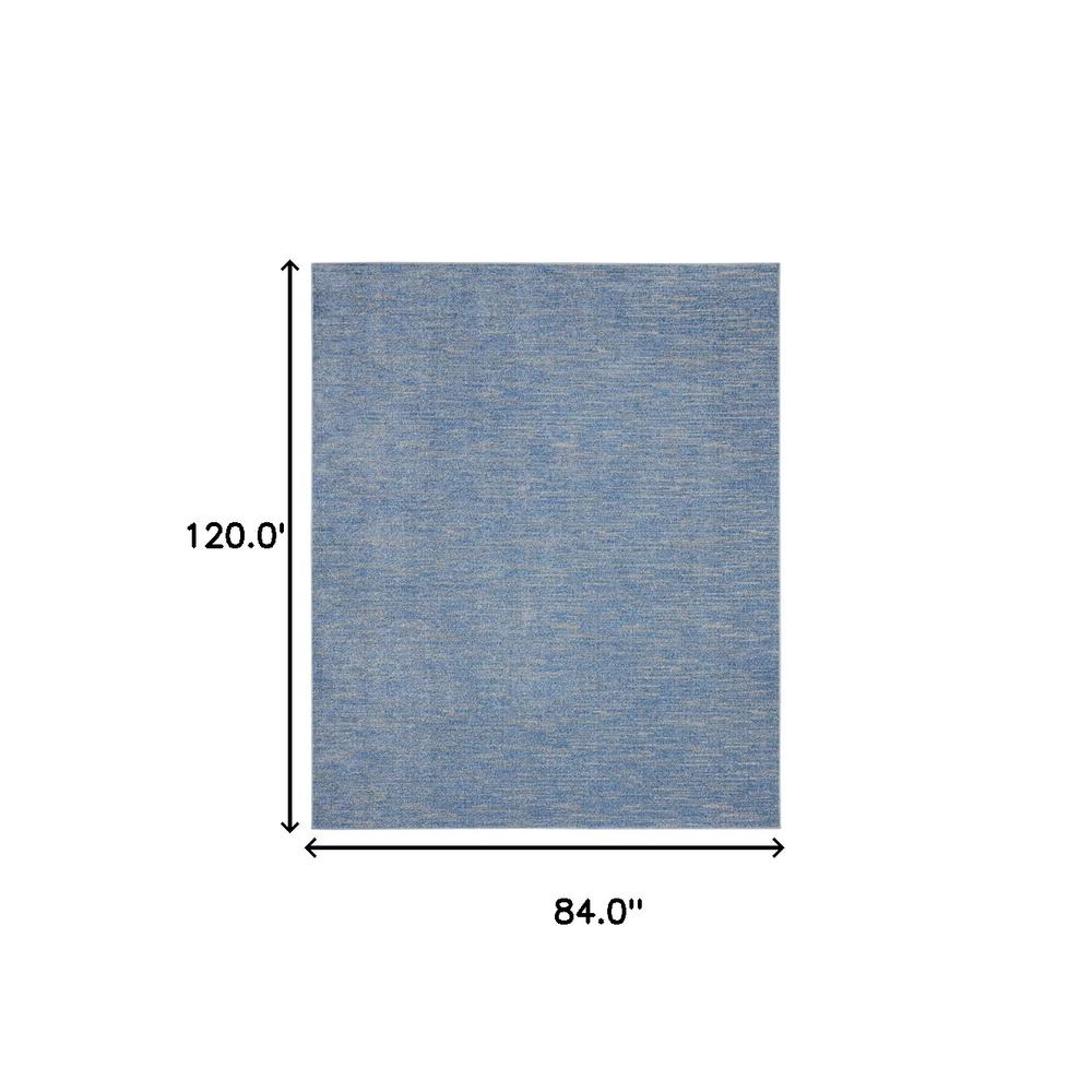 7' X 10' Blue And Grey Striped Non Skid Indoor Outdoor Area Rug. Picture 6