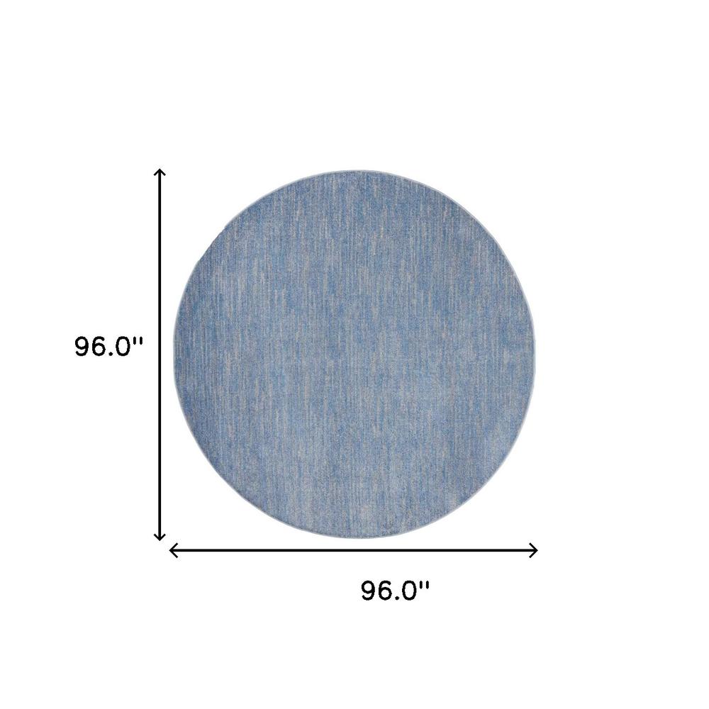 8' X 8' Blue And Grey Round Striped Non Skid Indoor Outdoor Area Rug. Picture 6