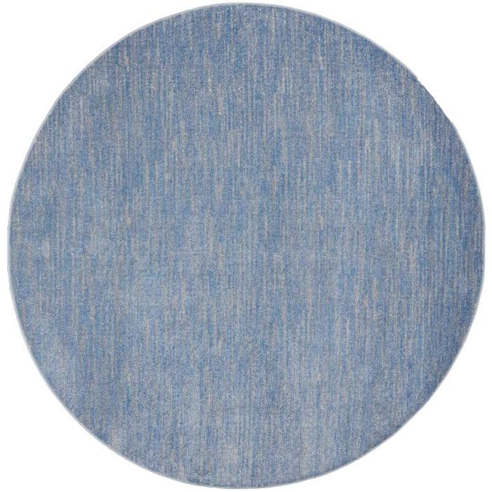 8' X 8' Blue And Grey Round Striped Non Skid Indoor Outdoor Area Rug. Picture 3