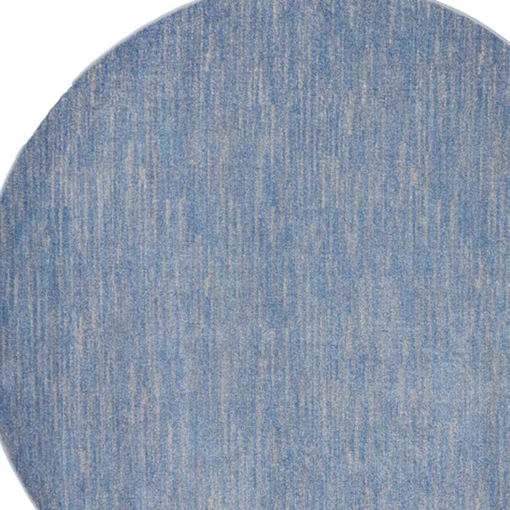 8' X 8' Blue And Grey Round Striped Non Skid Indoor Outdoor Area Rug. Picture 5