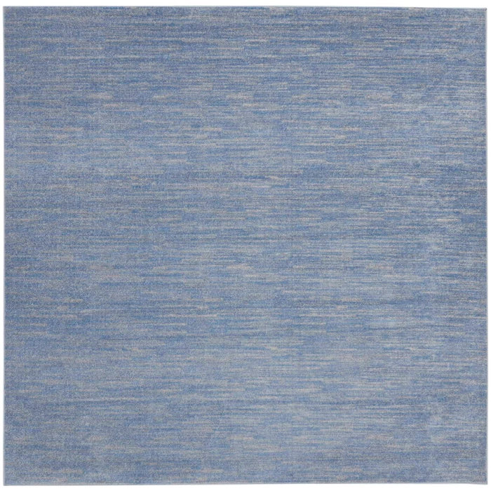 9' X 9' Blue And Grey Square Striped Non Skid Indoor Outdoor Area Rug. Picture 1