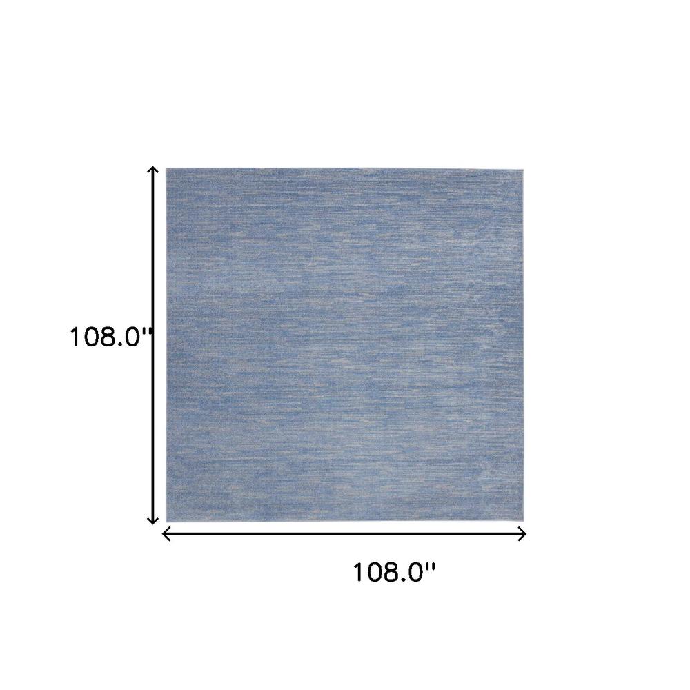 9' X 9' Blue And Grey Square Striped Non Skid Indoor Outdoor Area Rug. Picture 6
