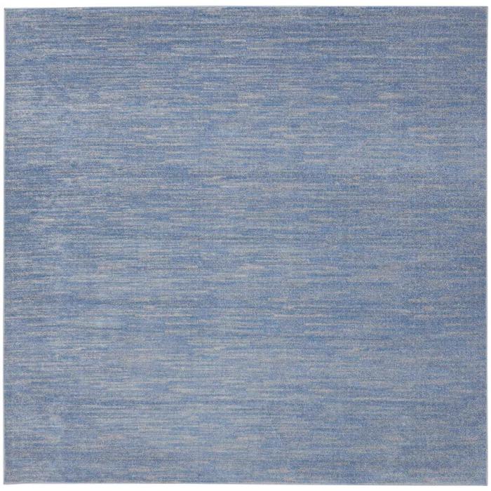 9' X 9' Blue And Grey Square Striped Non Skid Indoor Outdoor Area Rug. Picture 3