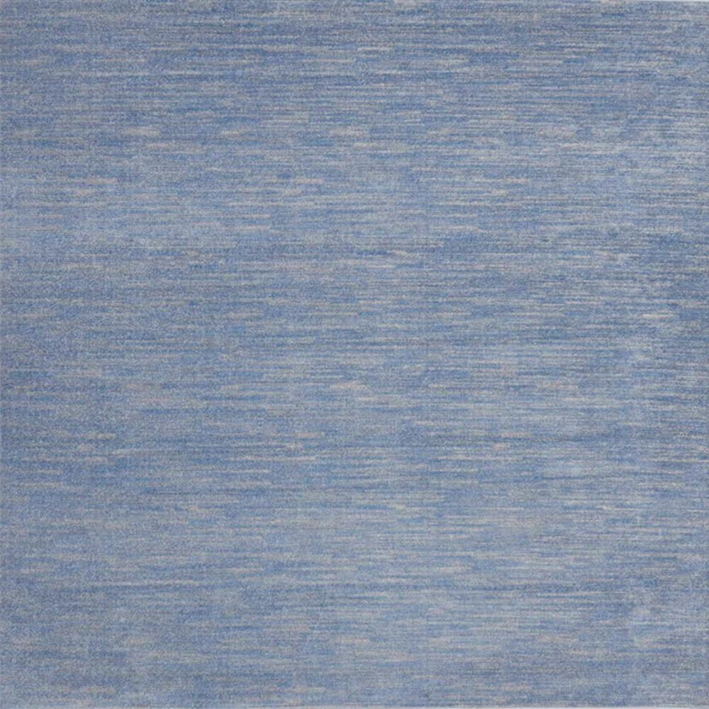 9' X 9' Blue And Grey Square Striped Non Skid Indoor Outdoor Area Rug. Picture 4