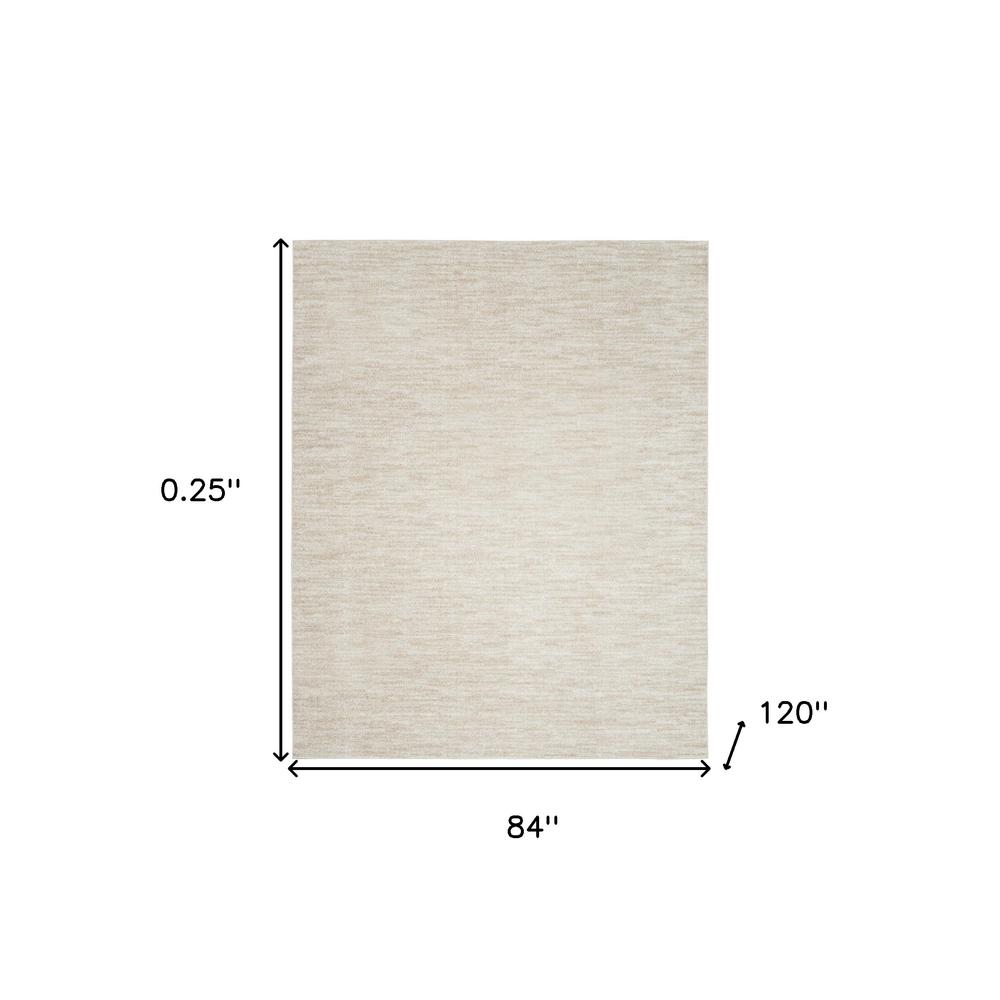 7' X 10' Ivory And Beige Non Skid Indoor Outdoor Area Rug. Picture 5