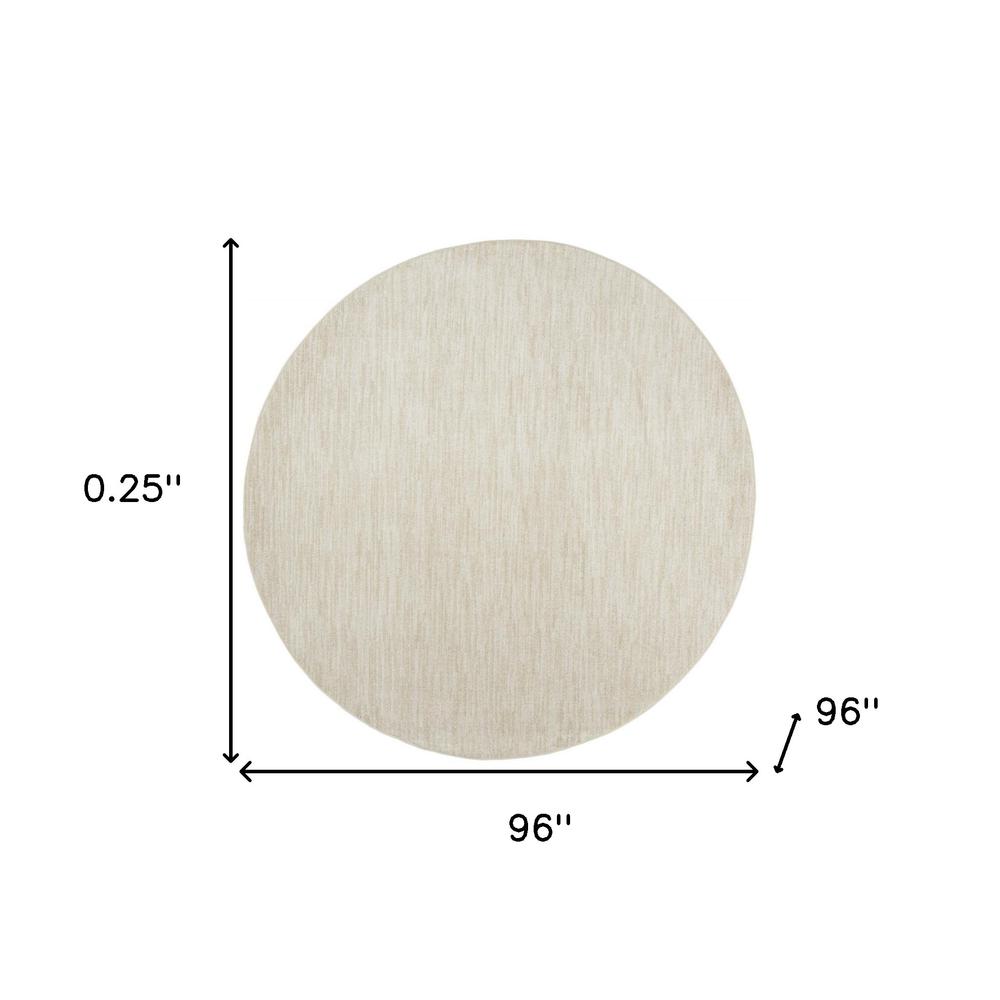 8' X 8' Ivory And Beige Round Non Skid Indoor Outdoor Area Rug. Picture 5
