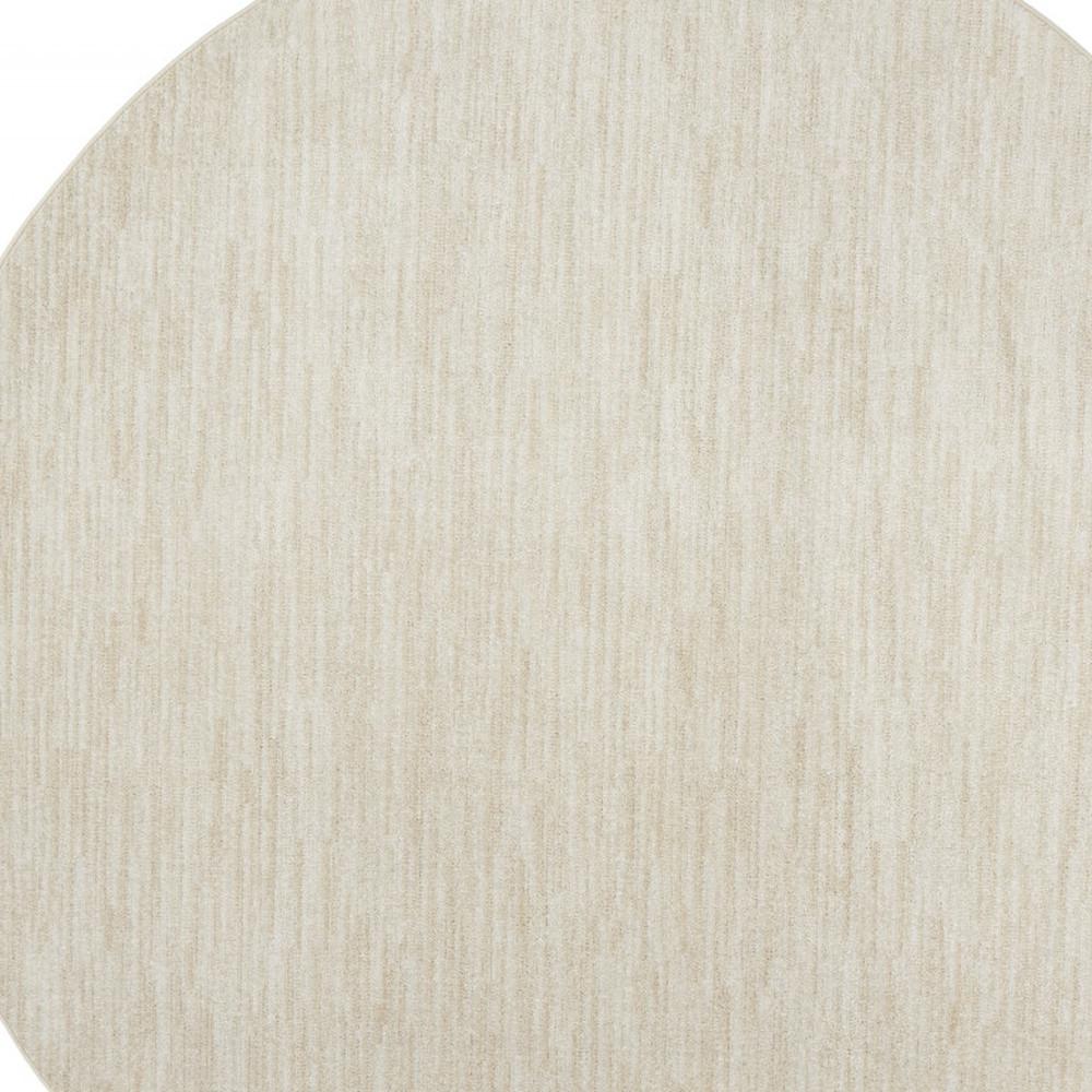 8' X 8' Ivory And Beige Round Non Skid Indoor Outdoor Area Rug. Picture 3