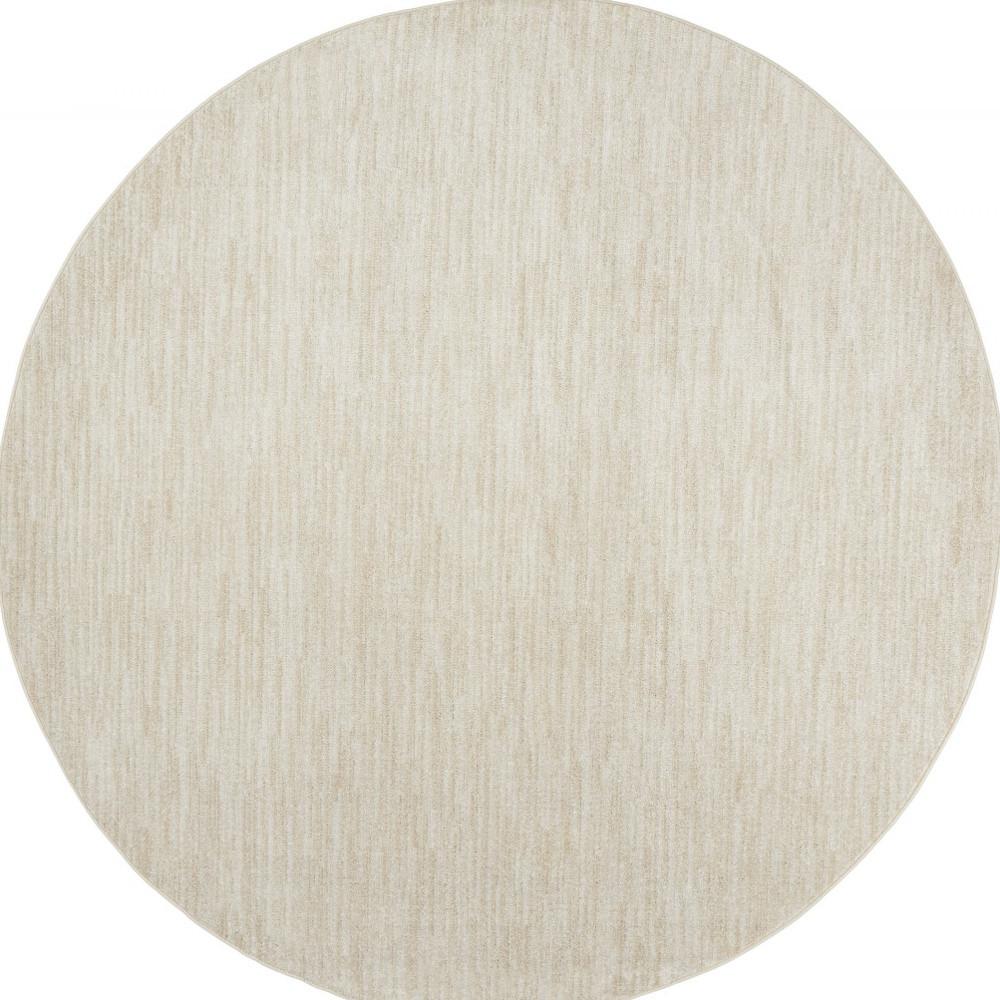 8' X 8' Ivory And Beige Round Non Skid Indoor Outdoor Area Rug. Picture 4