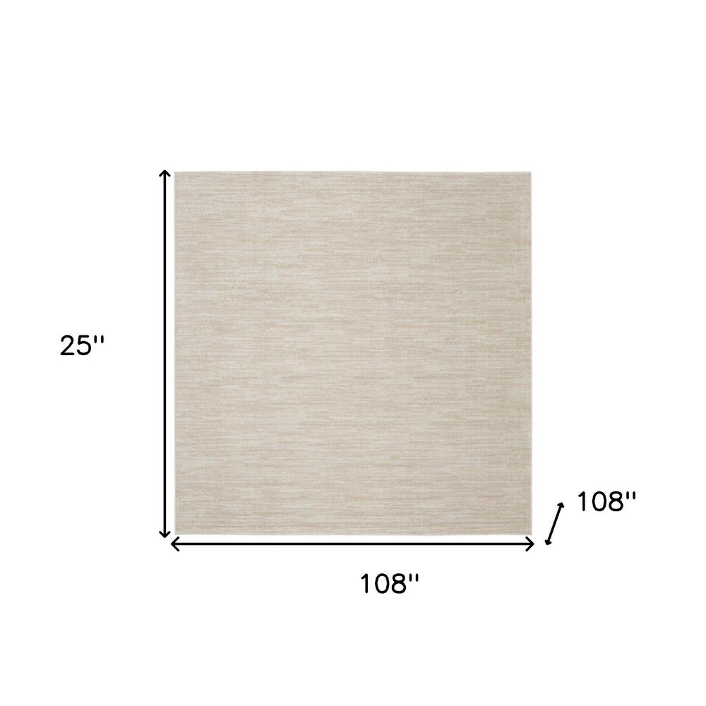 9' X 9' Ivory And Beige Square Non Skid Indoor Outdoor Area Rug. Picture 5