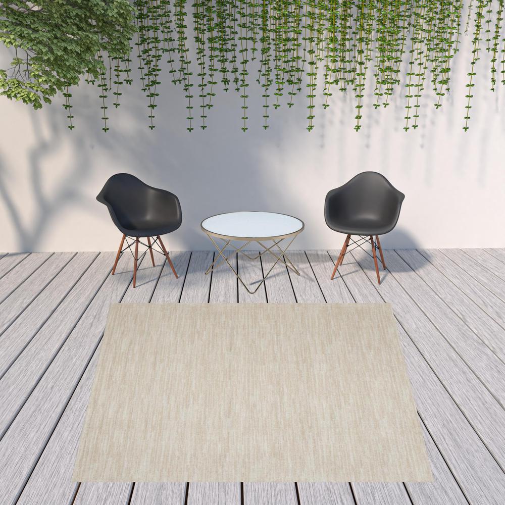 9' X 9' Ivory And Beige Square Non Skid Indoor Outdoor Area Rug. Picture 2