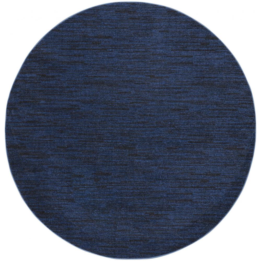 8' X 8' Midnight Blue Round Non Skid Indoor Outdoor Area Rug. Picture 1