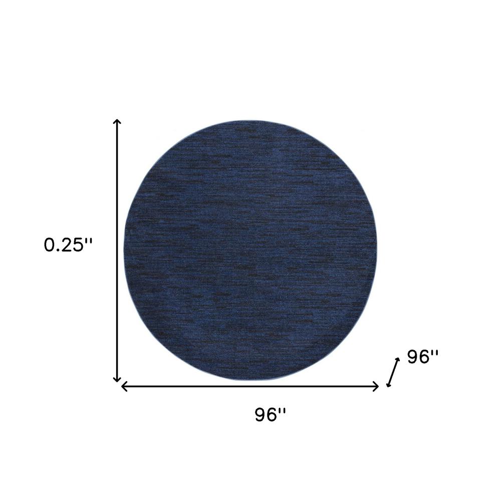 8' X 8' Midnight Blue Round Non Skid Indoor Outdoor Area Rug. Picture 5
