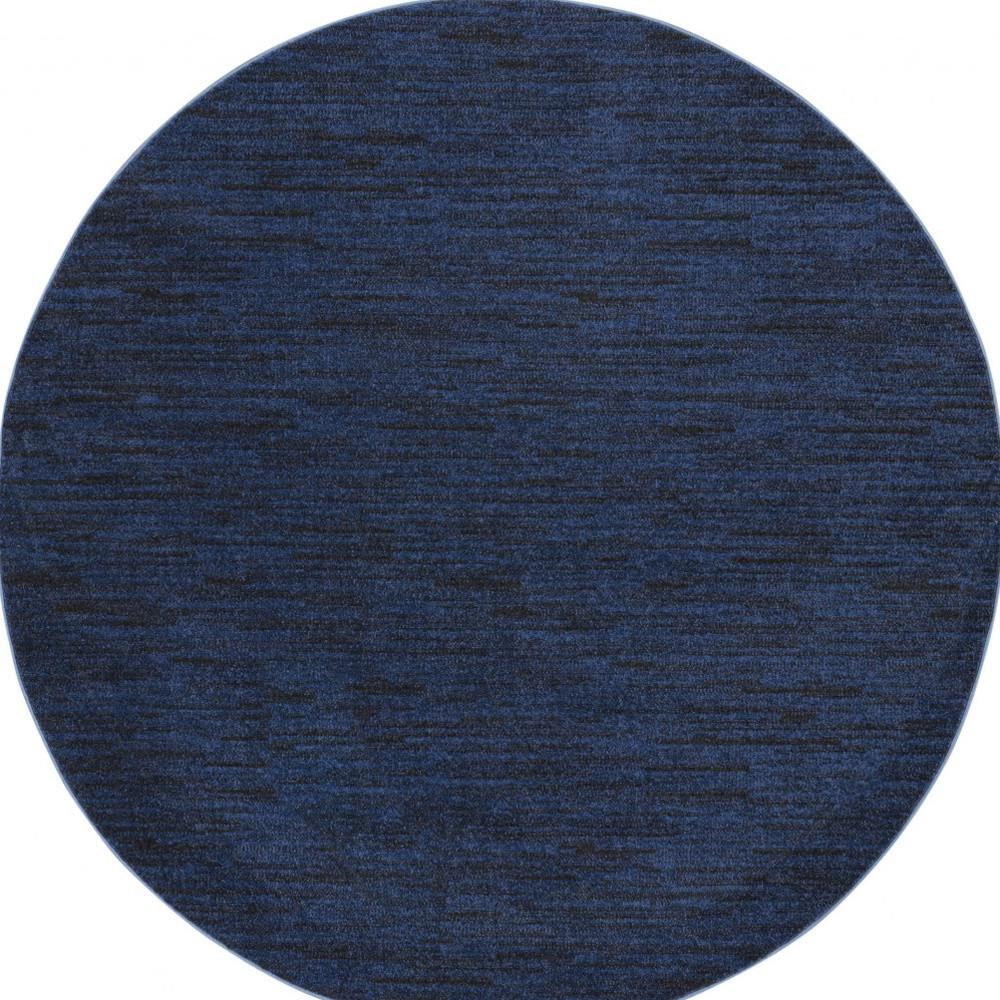 8' X 8' Midnight Blue Round Non Skid Indoor Outdoor Area Rug. Picture 4