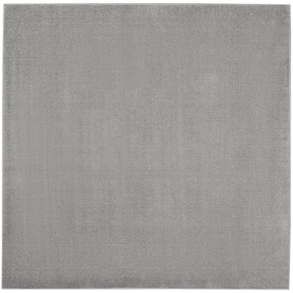 7' X 7' Silver Grey Square Non Skid Indoor Outdoor Area Rug. Picture 1
