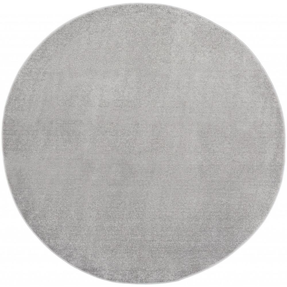8' X 8' Silver Grey Round Non Skid Indoor Outdoor Area Rug. Picture 1