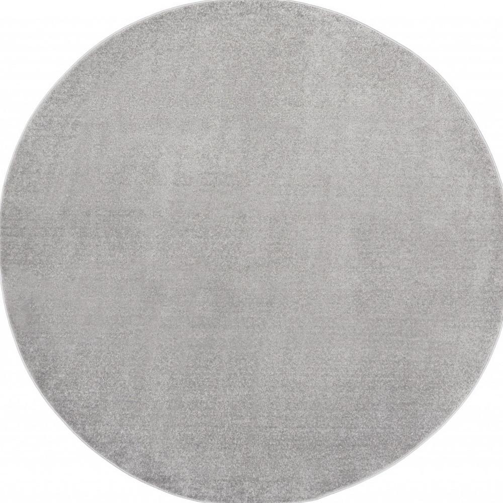 8' X 8' Silver Grey Round Non Skid Indoor Outdoor Area Rug. Picture 4