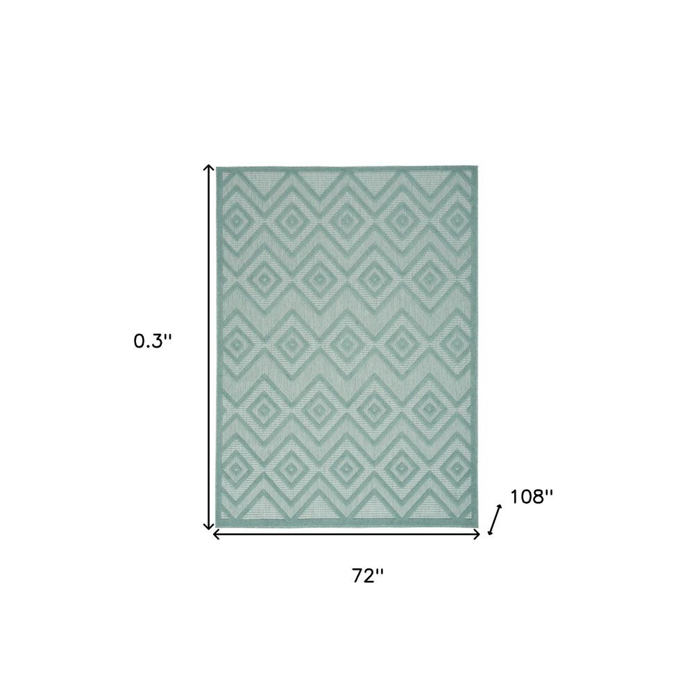6' X 9' Aqua And Teal Argyle Indoor Outdoor Area Rug. Picture 5