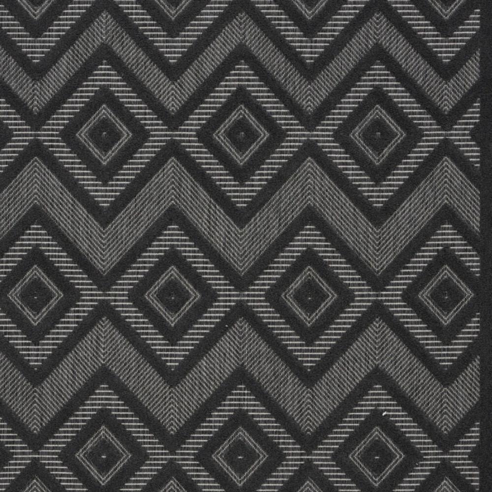 5' X 7' Charcoal Black Argyle Indoor Outdoor Area Rug. Picture 3